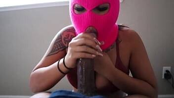 Asian in ski mask sucking big black dick on girlsasian.net