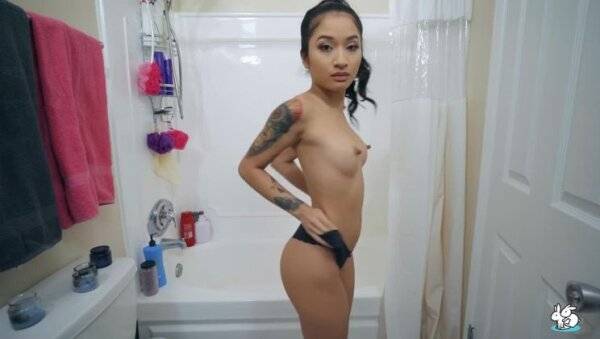 Sexy Asian Strips And Masturbates In Shower With Dildo on girlsasian.net