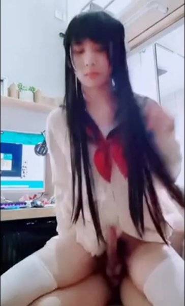 Horny Dude Is Excited To Find a Dick Under the School Uniform Of His Asian Trans-GF on girlsasian.net