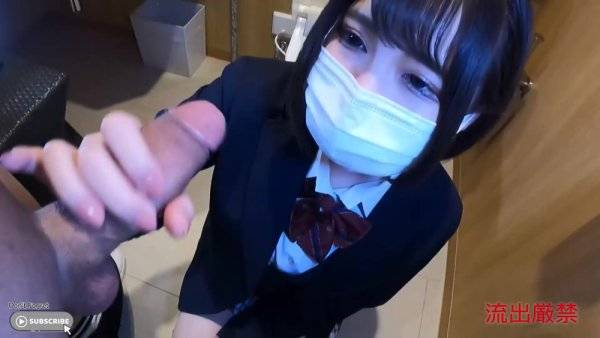 Asian schoolgirl sucked dick and got fucked in a bathroom pov - Japan on girlsasian.net