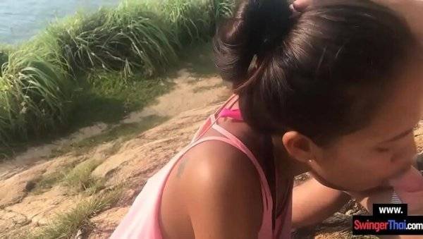 Hot Asian GF sucks boyfriend's cock in public - Amateur POV blowjob - Thailand on girlsasian.net