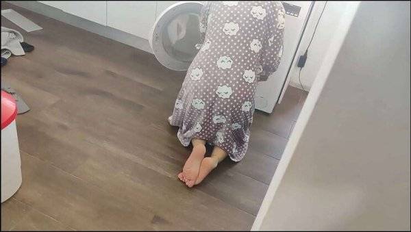 Asian MILF Squirting Miss gets doggy style fucked in washing machine by Hard Rock's big cock, cumshot on ass on girlsasian.net
