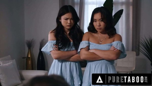 Stepdad's Fantasy Fulfilled: Asian Stepsisters Lulu Chu & Kimmy Kimm Take Big Cock Together on girlsasian.net