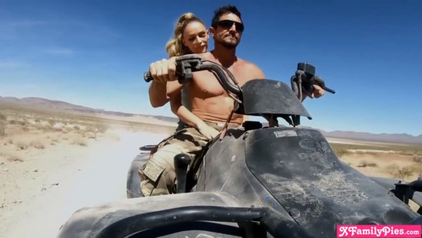 Blonde stepdaughter gives her military stepdad a handjob in the desert on girlsasian.net