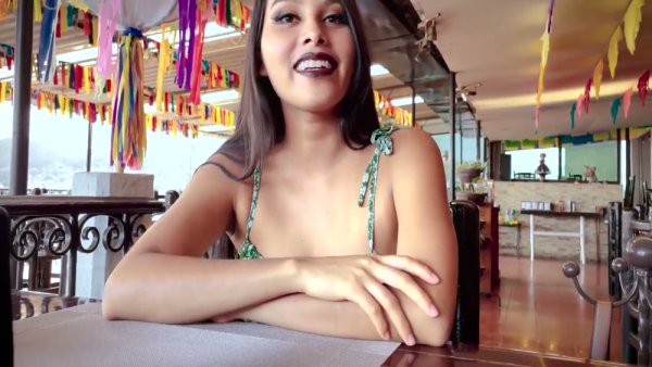 Young Mexican woman explores herself in green floral dress across terrace and couch - Mexico - county Young on girlsasian.net
