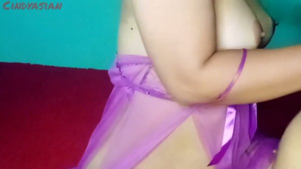 Malaysian girlfriend shares passionate kisses and intimate moments in sheer purple babydoll - Malaysia on girlsasian.net