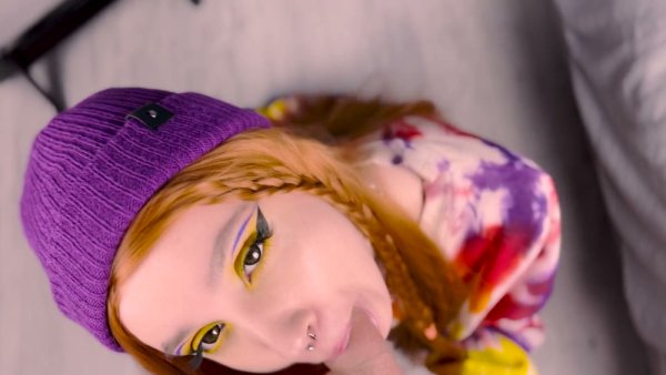 Fiery redhead in fishnets teases with her ass after a deep blowjob on girlsasian.net