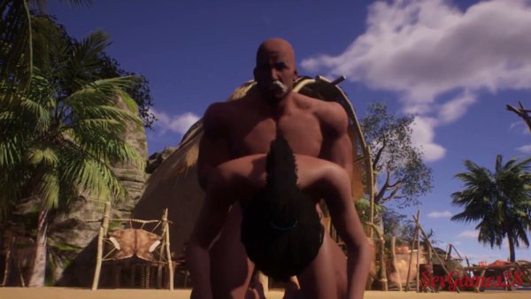 Black couple lost in passion on a tropical beach in vivid 3D animation on girlsasian.net
