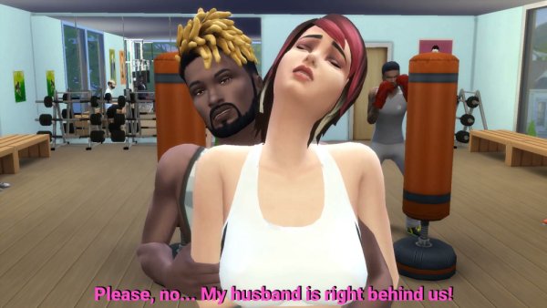 Wife takes on two men in a gym while her husband watches helplessly on girlsasian.net